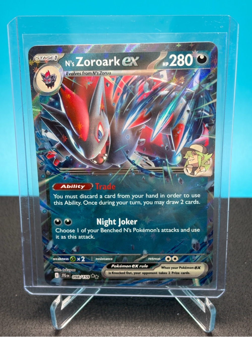 Rare Pokemon N's Zoroark ex Holographic Card
